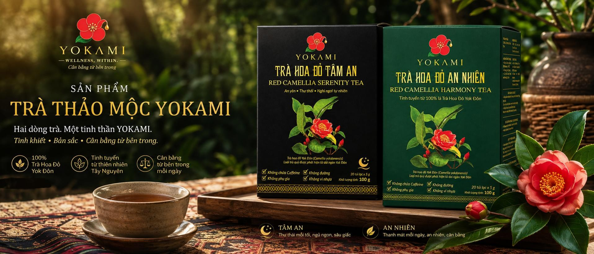 Sản phẩm trà thảo mộc YOKAMI — Hai dòng trà, một tinh thần YOKAMI