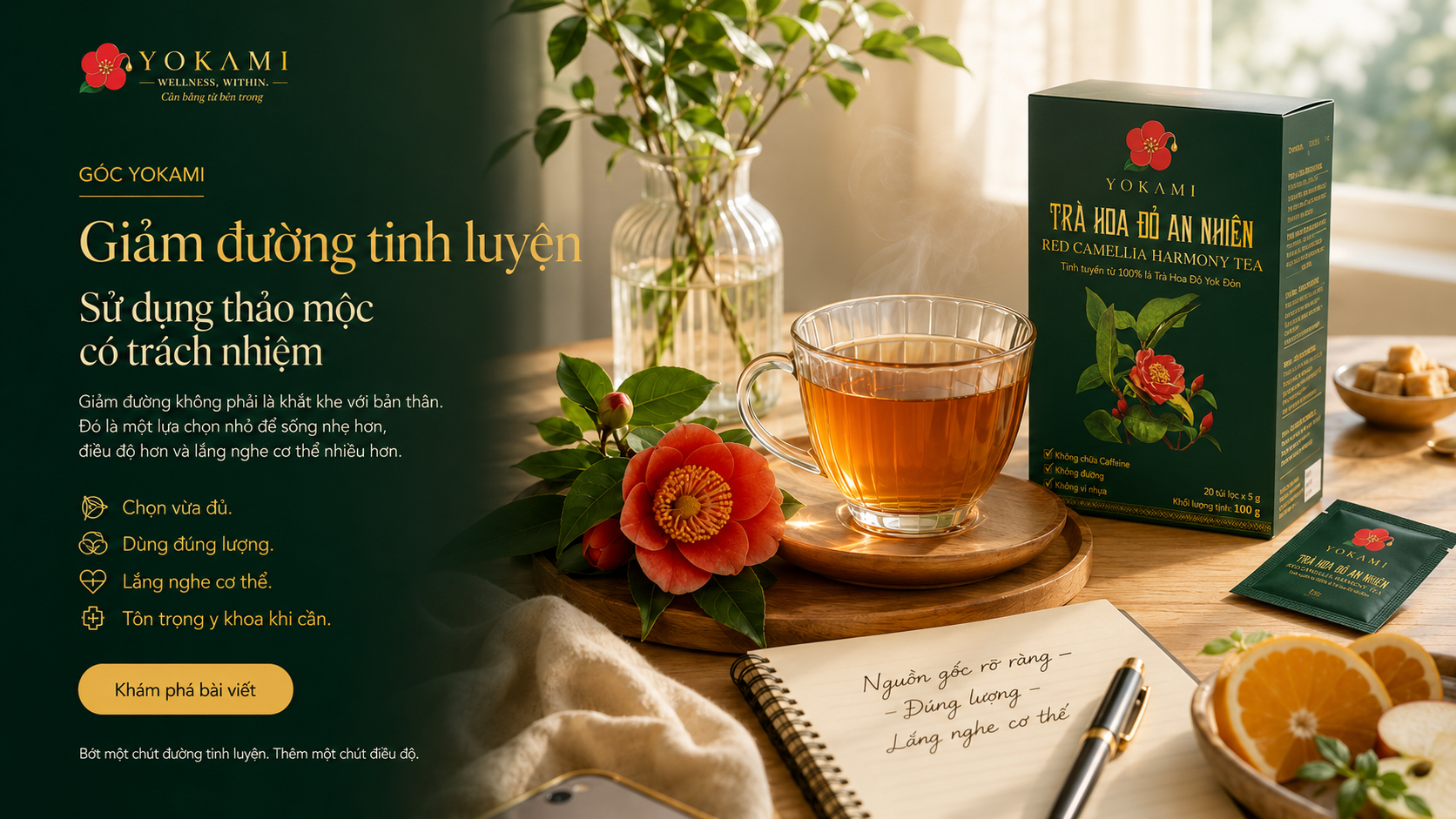 Giảm đường tinh luyện và sử dụng thảo mộc có trách nhiệm